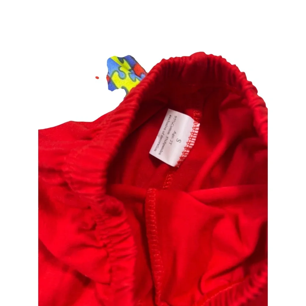 Autism Awareness‎ Girls Boutique Outfit Puzzle Heart Dress Red Ruffle Pants